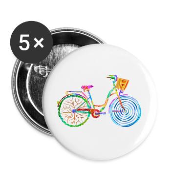 vélo coloré, vélo pour femme, colors bike, ladies bike - Lot de 5 grands badges (56 mm) - blanc - Devant