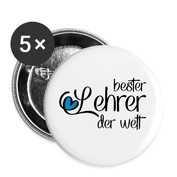 Lustiger Lehrer - Buttons groß 56 mm (5er Pack) - Weiß - Vorne