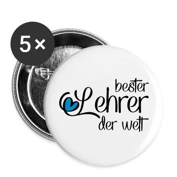 Lustiger Lehrer - Buttons groß 56 mm (5er Pack) - Weiß - Vorne