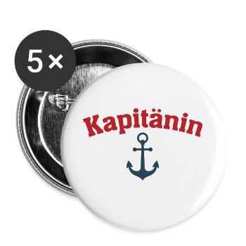 Kapitänin Geschenk Boot Segler Segelboot - Buttons groß 56 mm (5er Pack) - Weiß - Vorne
