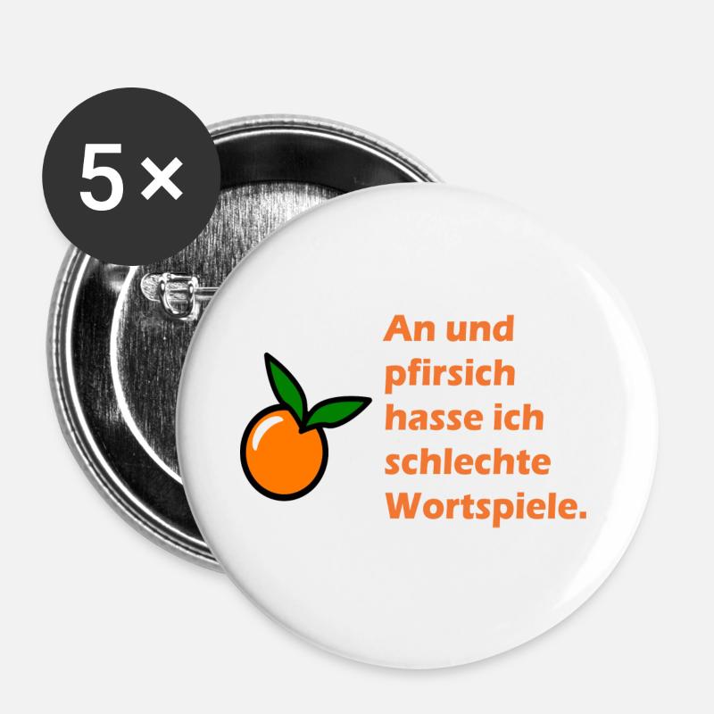 On and peach I hate bad puns - Buttons large 2.2''/56 mm (5-pack) - white