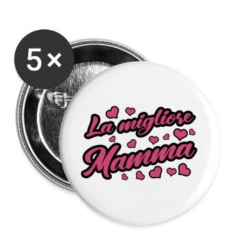 Beste Mamma Mami Mama Frau Muttertag Geschenk - Buttons groß 56 mm (5er Pack) - Weiß - Vorne