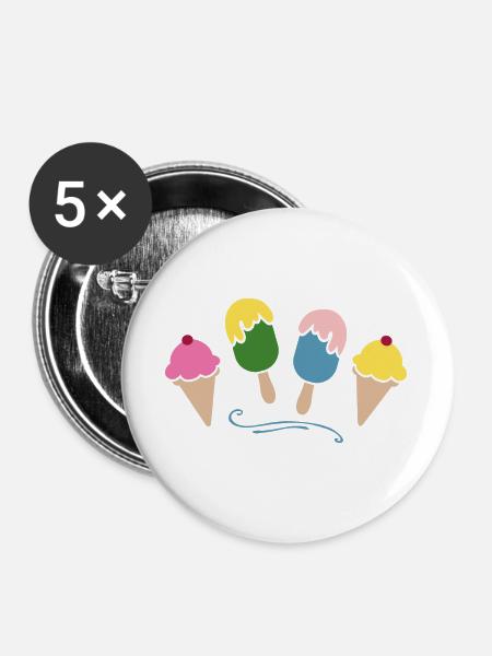 Eis - Buttons groß 56 mm (5er Pack) - Weiß