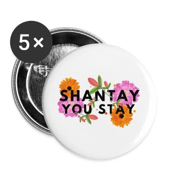 Shantay vous restez - Floral - Lot de 5 grands badges (56 mm) - blanc - Devant