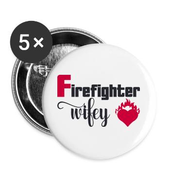 Femme de pompier - Lot de 5 grands badges (56 mm) - blanc - Devant