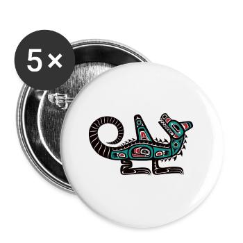 Wasgo Seewolf Haida Tlingit Kunst - Buttons groß 56 mm (5er Pack) - Weiß - Vorne
