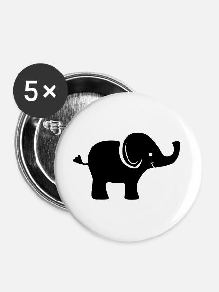 Baby Elefant - Buttons groß 56 mm (5er Pack) - Weiß