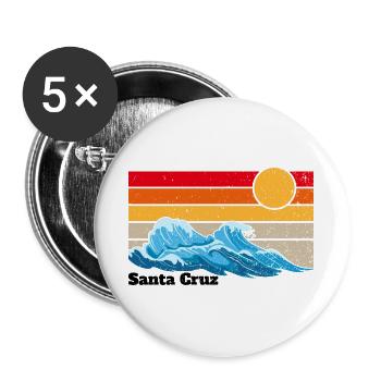 Santa Cruz Waves Gift Retro Vintage Old - Buttons large 2.2''/56 mm (5-pack) - white - Front