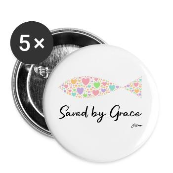 Chrétien Saved by Grace - Lot de 5 grands badges (56 mm) - blanc - Devant