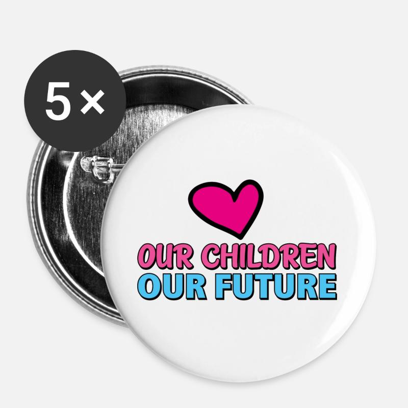 our children our future 2 - Buttons large 2.2''/56 mm (5-pack) - white