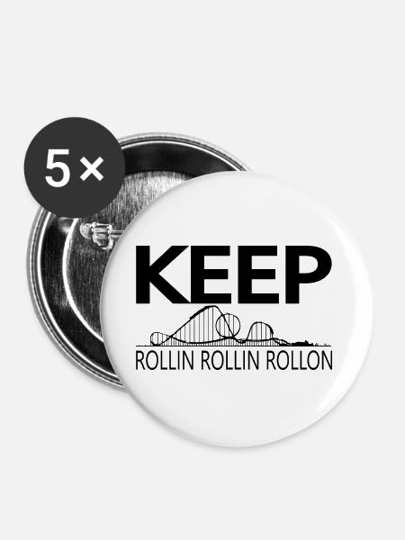 Rollercoaster Achterbahn Freizeitpark - Buttons groß 56 mm (5er Pack) - Weiß