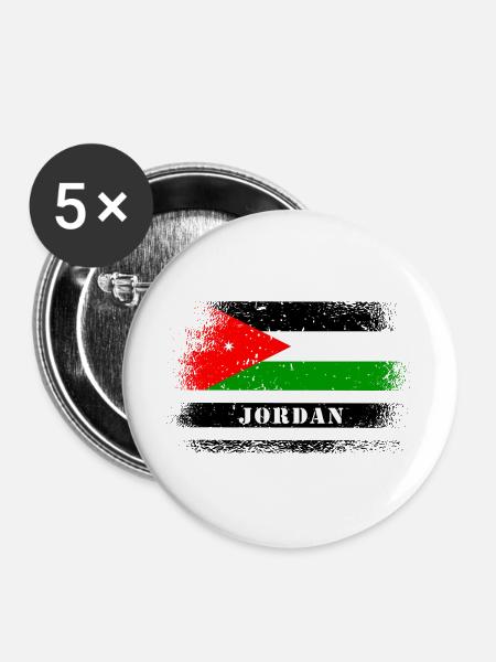 Jordanien Flaggen Design - Buttons groß 56 mm (5er Pack) - Weiß