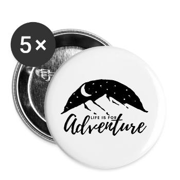 life is for adventure - Buttons large 2.2''/56 mm (5-pack) - white - Front