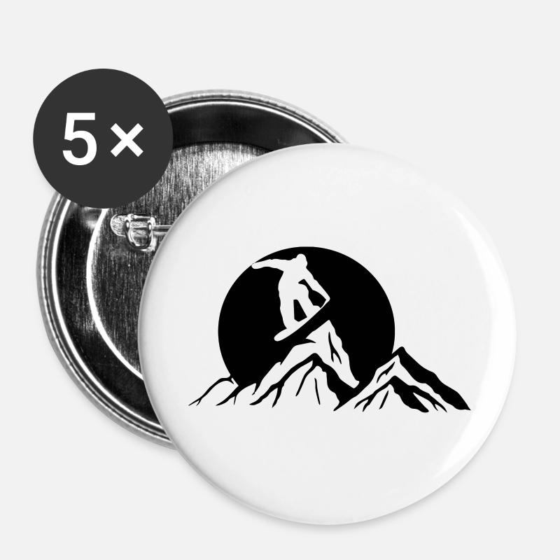 Snowboard Snowboarder - Buttons large 2.2''/56 mm (5-pack) - white