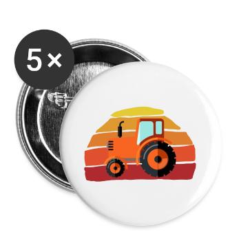 Tracteur - Lot de 5 grands badges (56 mm) - blanc - Devant