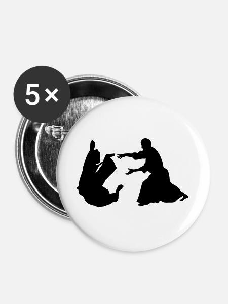 Aikido-Wurf - Buttons groß 56 mm (5er Pack) - Weiß