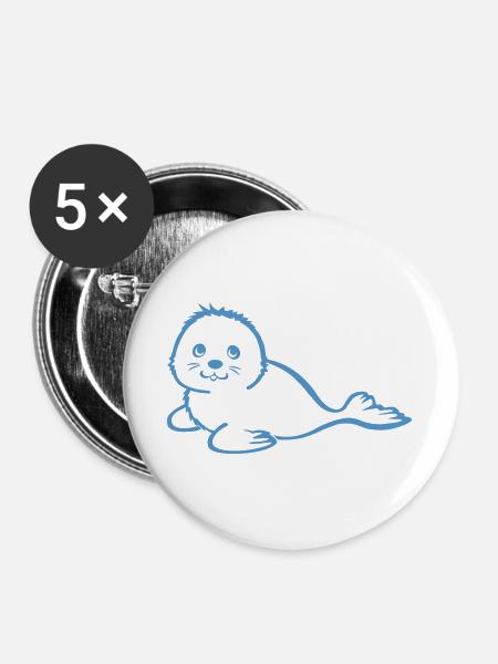 robbie blau - Buttons groß 56 mm (5er Pack) - Weiß