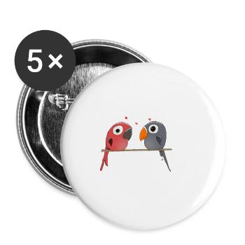 Turteltäubchen - Buttons groß 56 mm (5er Pack) - Weiß - Vorne