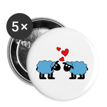 Sheep happily in love Sheep Lambs Hearts - Buttons large 2.2''/56 mm (5-pack) - white - Front