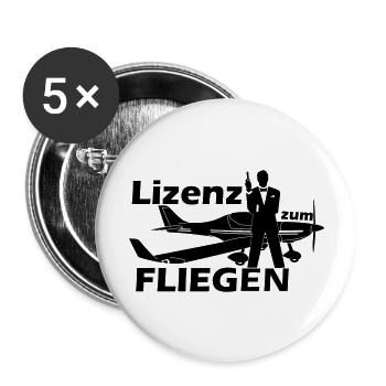 lizenz motorflug - Buttons groß 56 mm (5er Pack) - Weiß - Vorne