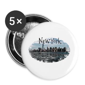 New York City Skyline Gift USA Idée cadeau - Lot de 5 grands badges (56 mm) - blanc - Devant