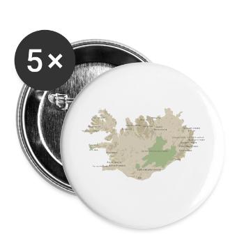 Karte von Island - Buttons groß 56 mm (5er Pack) - Weiß - Vorne