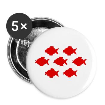T-shirt poisson, T-shirt poisson, pêche au poisson - Lot de 5 grands badges (56 mm) - blanc - Devant