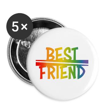 Best friend rainbow - Buttons groß 56 mm (5er Pack) - Weiß - Vorne