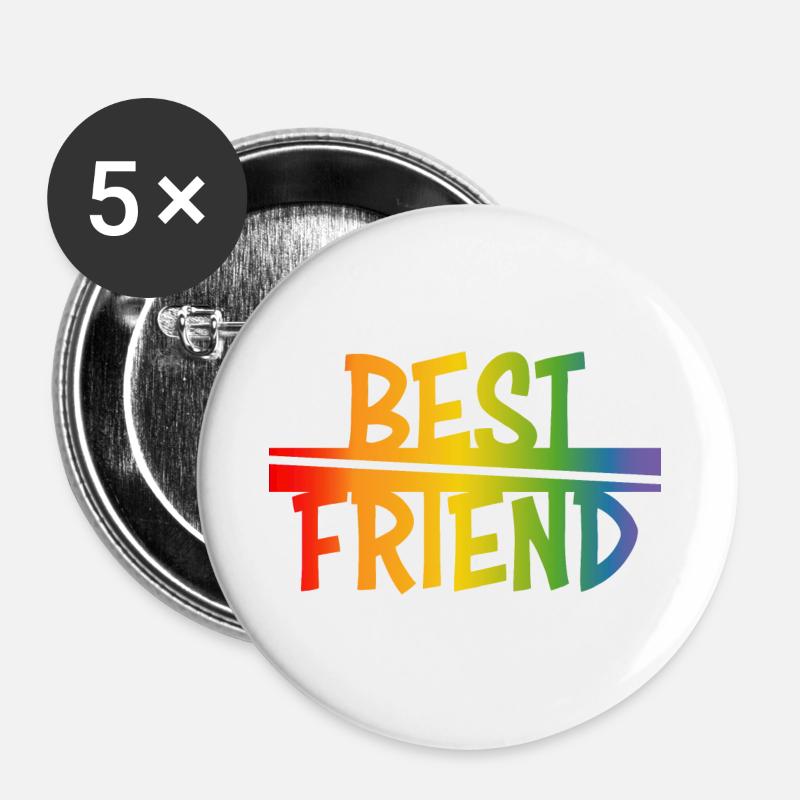 Best friend rainbow - Buttons large 2.2''/56 mm (5-pack) - white