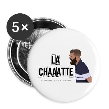 LA CHAAATTE - Lot de 5 grands badges (56 mm) - blanc - Devant