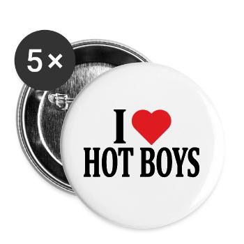 I love hot boys t-shirt design nice gift idea - Buttons large 2.2''/56 mm (5-pack) - white - Front