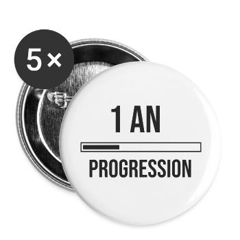 bar de progrès anniversaire un an 1 an bébé - Lot de 5 grands badges (56 mm) - blanc - Devant