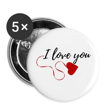 I love you - Buttons large 2.2''/56 mm (5-pack) - white - Front