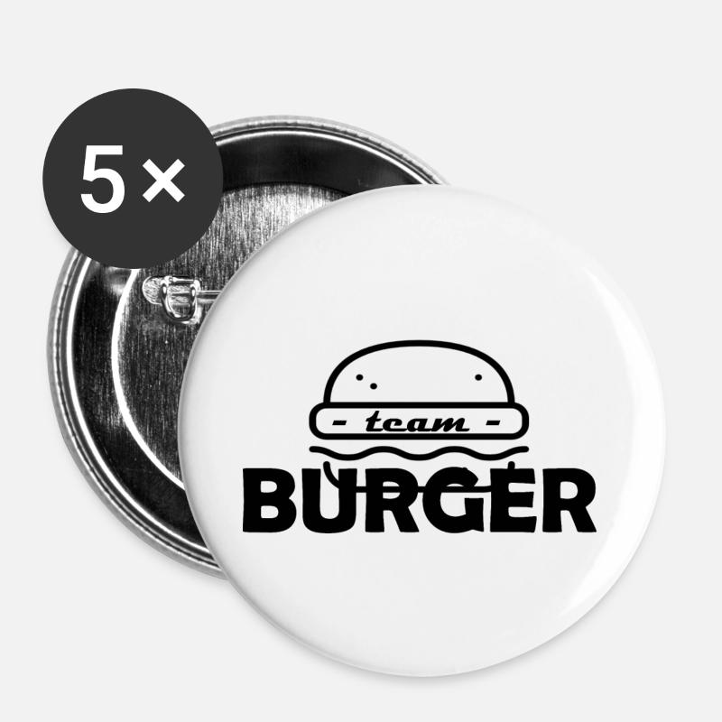 team burger - Buttons large 2.2''/56 mm (5-pack) - white
