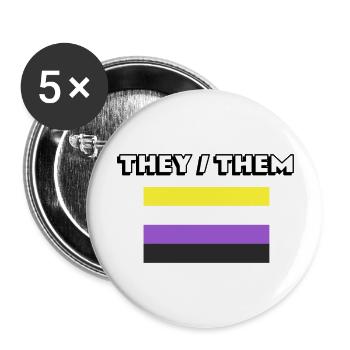 They Them Non Binary Pronouns Flag - Buttons large 2.2''/56 mm (5-pack) - white - Front