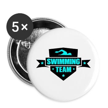Équipe de natation - Lot de 5 grands badges (56 mm) - blanc - Devant