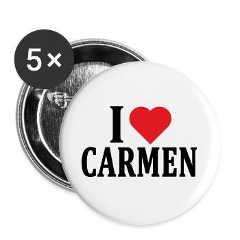 T-Shirt Ich liebe Carmen T-Shirt Geschenkidee - Buttons groß 56 mm (5er Pack) - Weiß - Vorne