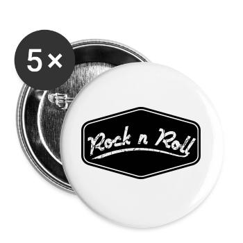 Rock n Roll Shield Shape - Buttons large 2.2''/56 mm (5-pack) - white - Front