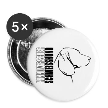 HANNOVERSCHER SCHWEISSHUND Profil Hunde Wilsigns - Buttons groß 56 mm (5er Pack) - Weiß - Vorne
