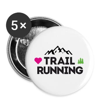Ich liebe Trailrunning - Buttons groß 56 mm (5er Pack) - Weiß - Vorne