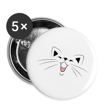 Cat - Buttons large 2.2''/56 mm (5-pack) - white - Front