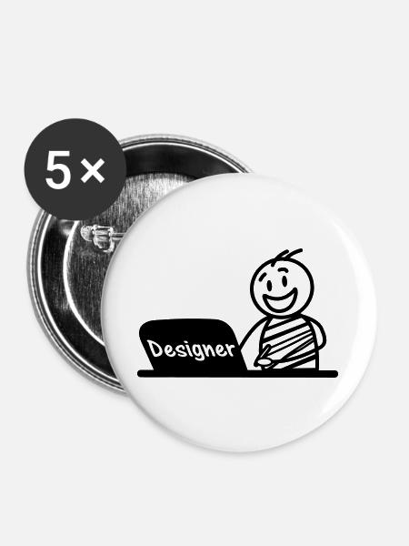 Laptop-Designer arbeiten - Buttons groß 56 mm (5er Pack) - Weiß