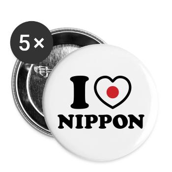 I HEART [LOVE] NIPPON - Buttons large 2.2''/56 mm (5-pack) - white - Front