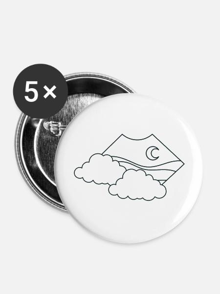 BOHO-Wolke über dem Mond - Buttons groß 56 mm (5er Pack) - Weiß