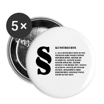 3 Kunstrechte Jeder Mensch ist Kunst - Buttons groß 56 mm (5er Pack) - Weiß - Vorne