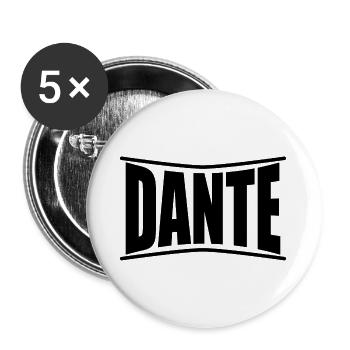 Dante T-Shirt Geschenkidee - Buttons groß 56 mm (5er Pack) - Weiß - Vorne