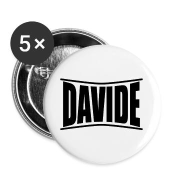 T-Shirt Davide T-Shirt Geschenkidee - Buttons groß 56 mm (5er Pack) - Weiß - Vorne