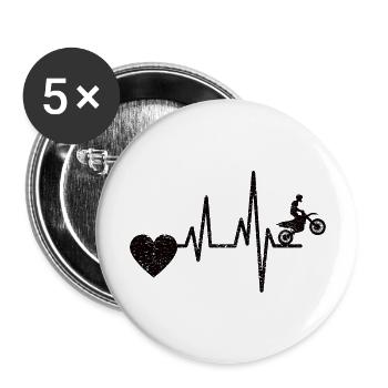 Motocross Cyclomoteur Moto cadeau moto - Lot de 5 grands badges (56 mm) - blanc - Devant