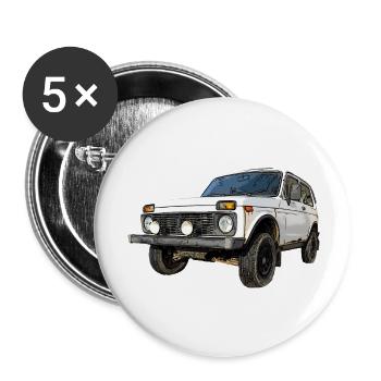 Lada Niva 1600er - Buttons groß 56 mm (5er Pack) - Weiß - Vorne