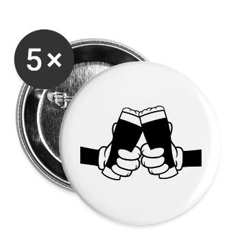 Comic 2 Freunde Biergläser - Buttons groß 56 mm (5er Pack) - Weiß - Vorne
